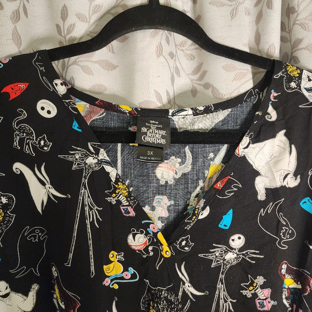 Disney Nightmare Before Christmas Black Patterned Faux Wrap Dress size 3X - Picture 3 of 8